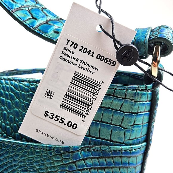 BRAHMIN Shira Peacock Shimmer Bucket Bag - Picture 11 of 12